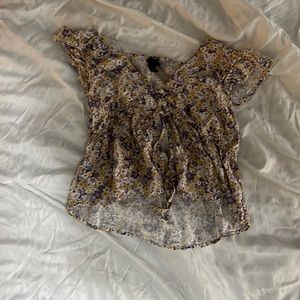 trendy purple and yellow flowery top